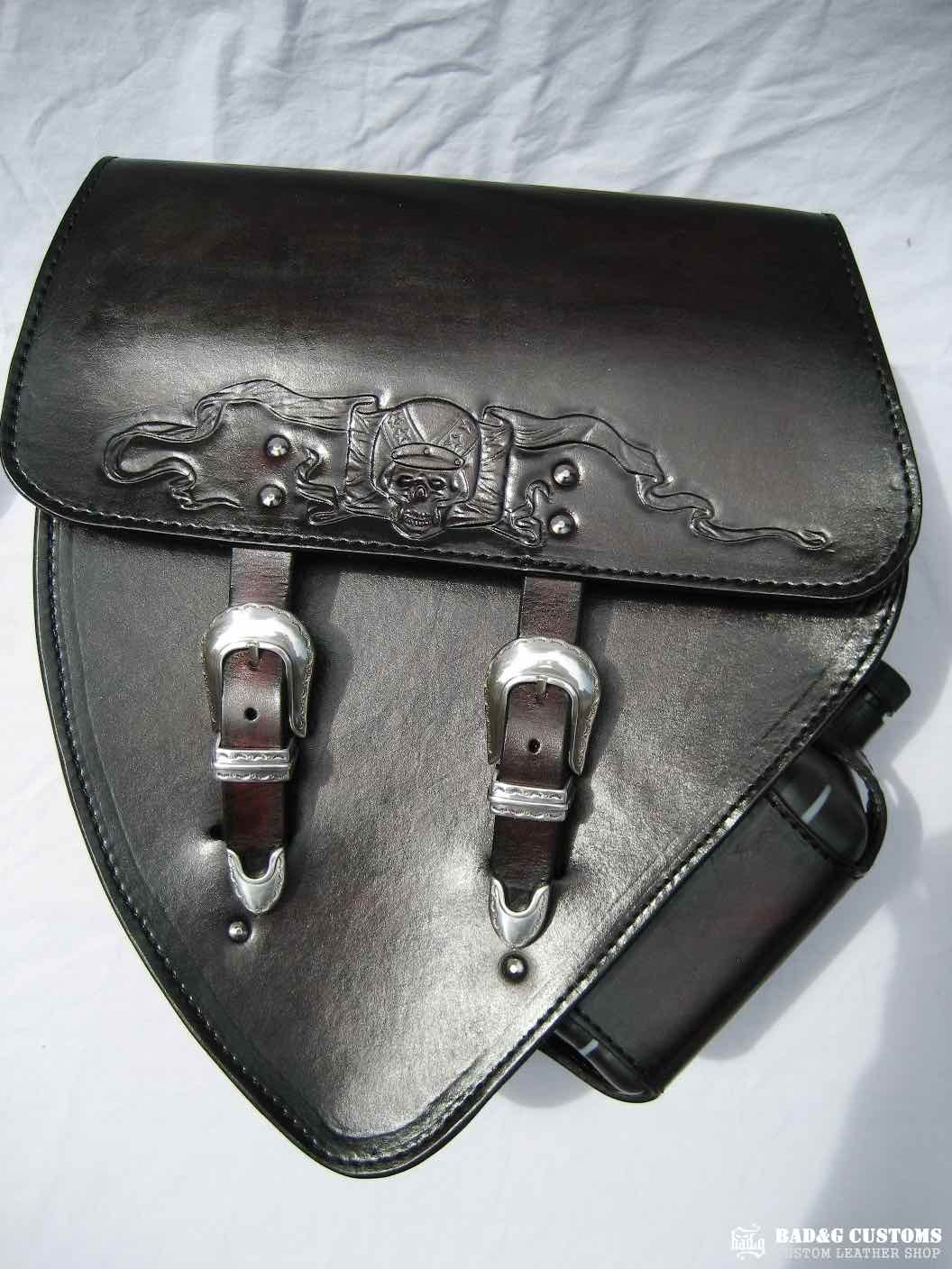 RTW PROVEN: Custom Hand-Tooled Seat & Saddlebags Set | Harley-Davidson Panhead