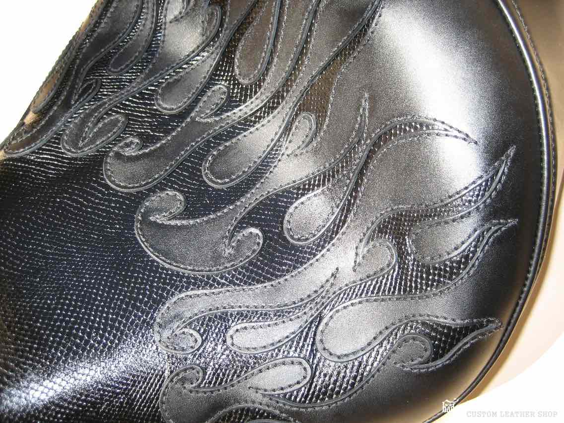 Honda VTX 1800 Black Snake Skin Flames Custom Seat