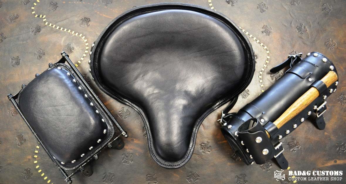 Shovelhead Panhead Knucklehead Chopper Bobber Seat and Tool Bag Set