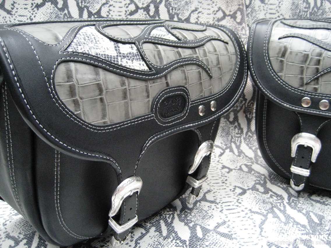 Harley-Davidson Softail Snake Skin Custom Seat and Saddlebags