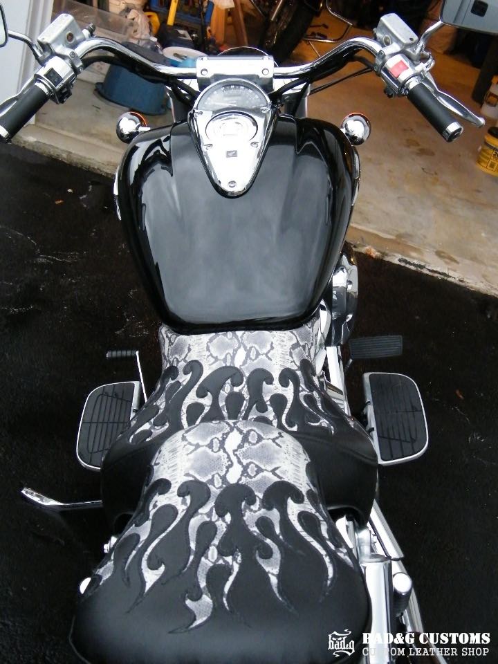 Honda VTX 1300 1800 Snake Skin Flames Custom Seat