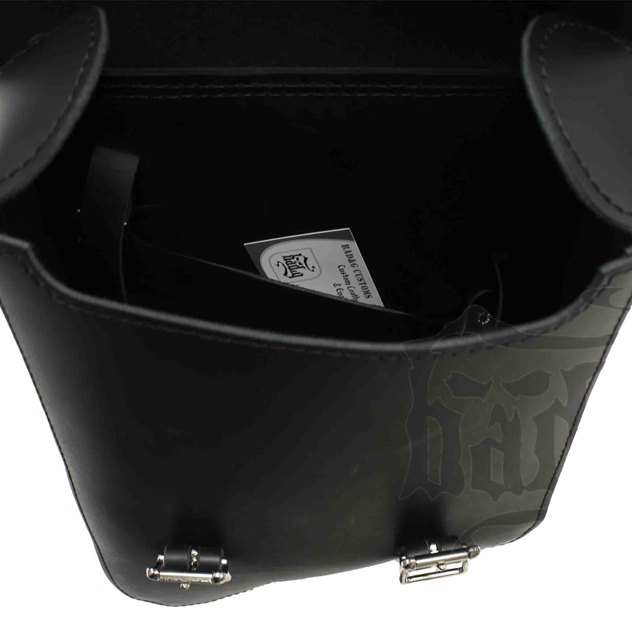 Upgrade your Harley-Davidson® Softail with the SHL03 Left Side Swingarm Solo Bag. Hand crafted in USA with premium leather and top quality hardware. Designed to fit all Pre-2017 Harley-Davidson® Softail models*. Durable and stylish, it features easy installation and it's the perfect fit for your motorcycle.